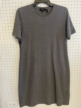 Theory Gray Crewneck Short Sleeve Dress